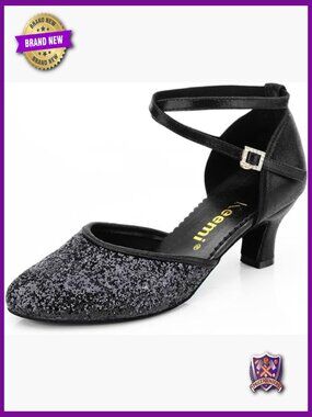 Women's Ballroom Dance Shoes 1920s Sequin Tango Salsa Heels 2.36"